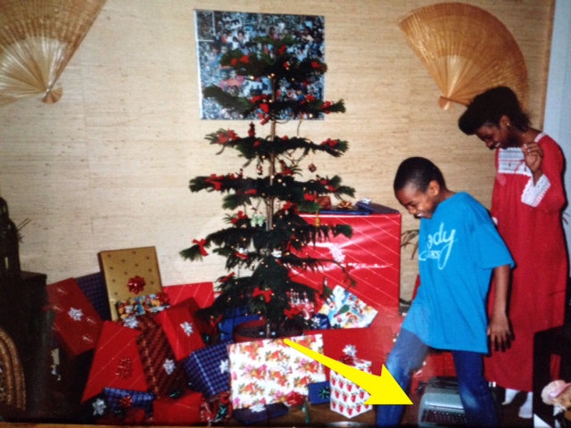 Pay no attention to our Charlie Brown Christmas Tree. I'm showing you the green typewriter. 