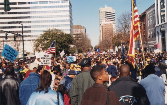 Peaceful rally on Martin Luther King Jr. Day to remove the confederate flag from the State House grounds in Columbia SC January 17, 2000