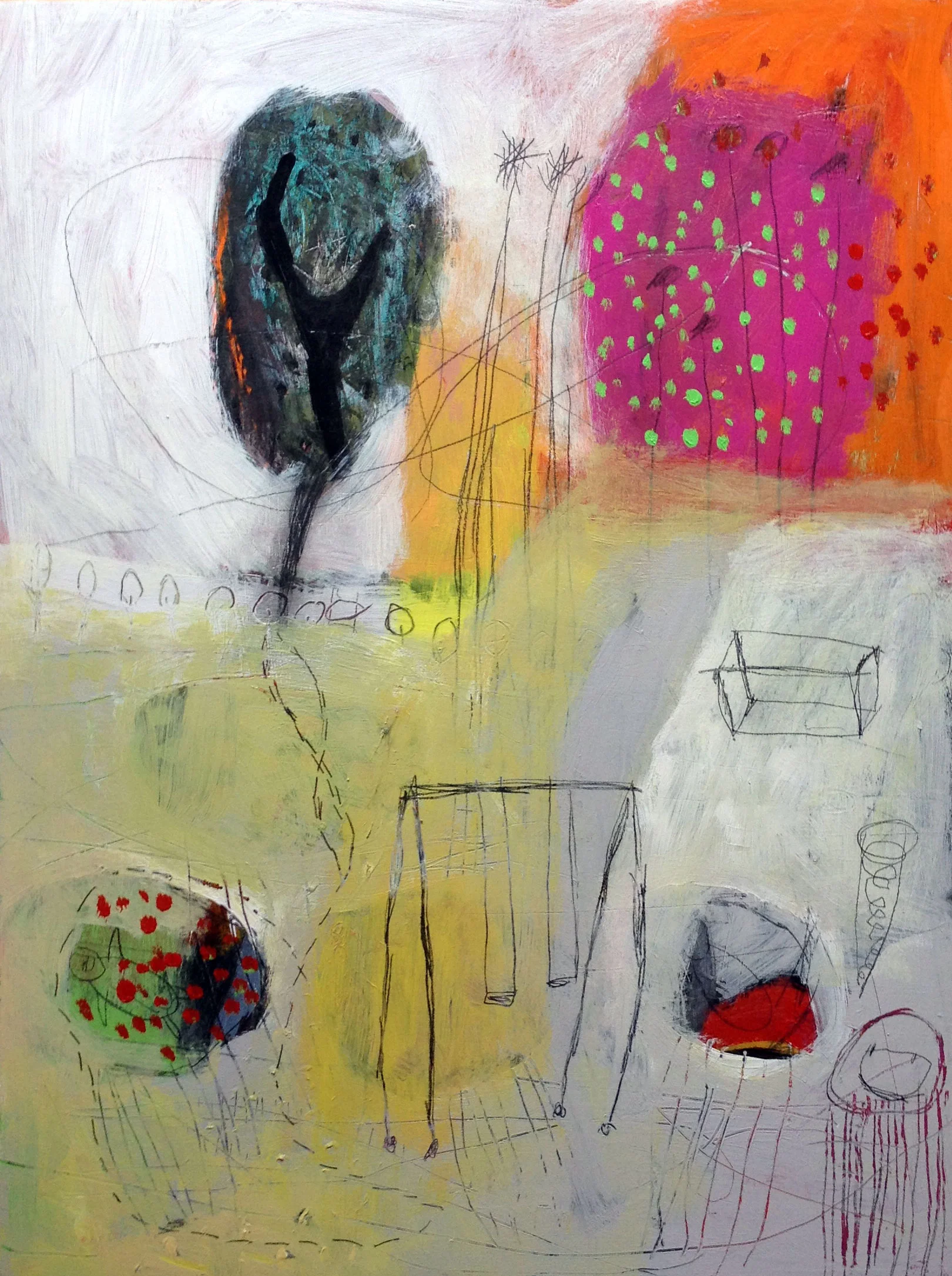 18" x 24", mixed media on wood panel, $495