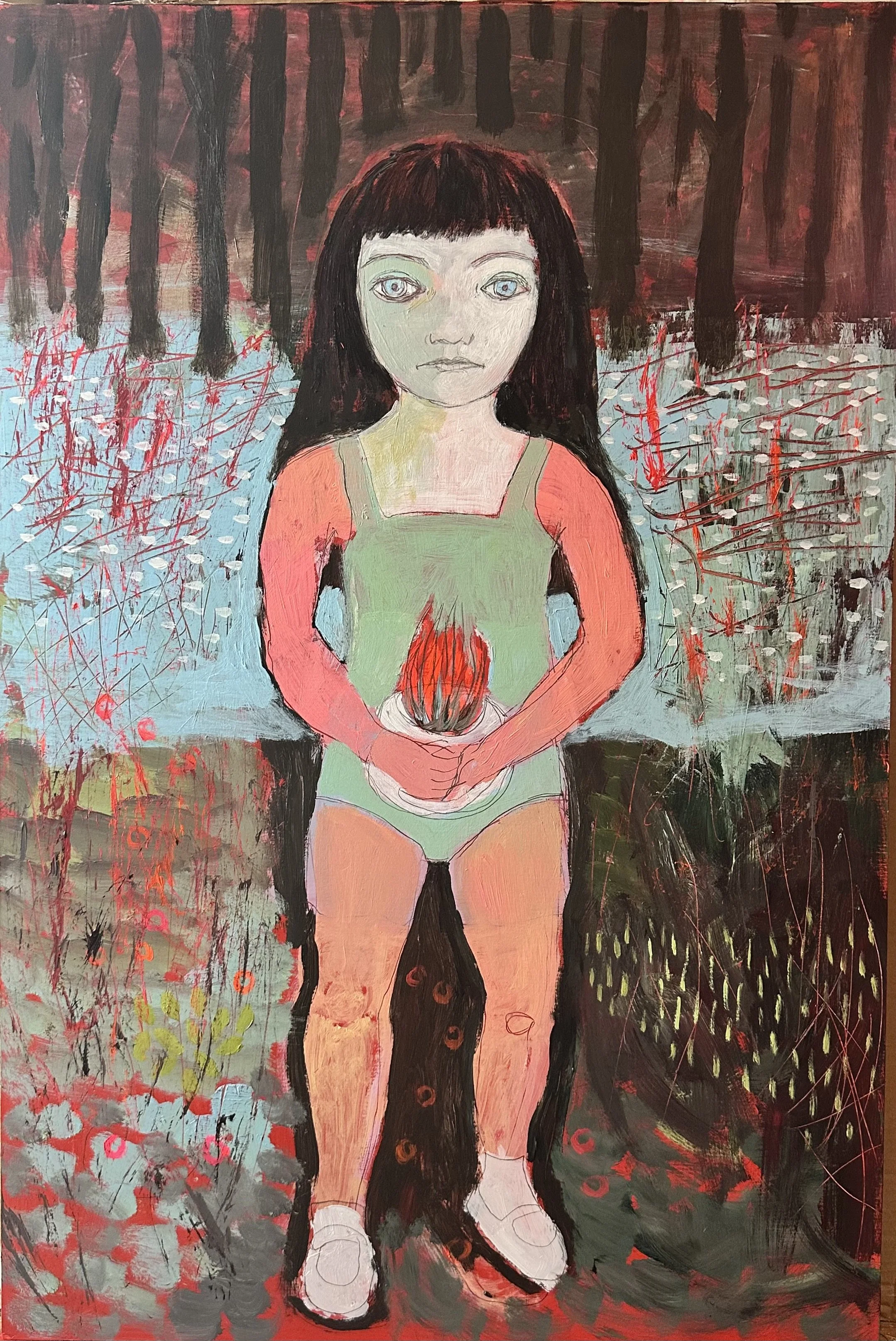 Little Fires Everywhere, Mixed media, 24" x 36", 2025, $1250