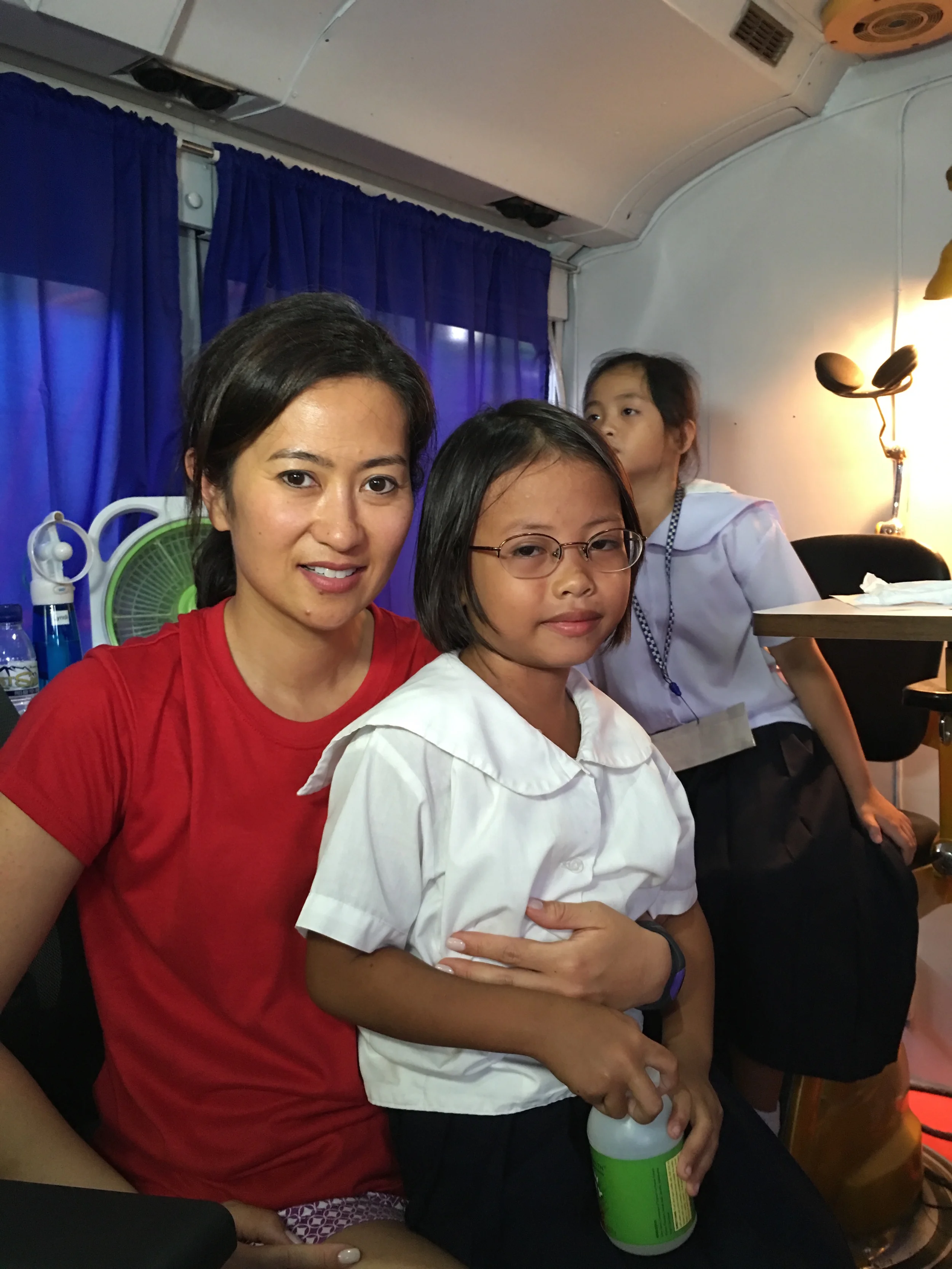 This severely nearsighted 11-year-old girl got her first exam and a new pair of glasses!