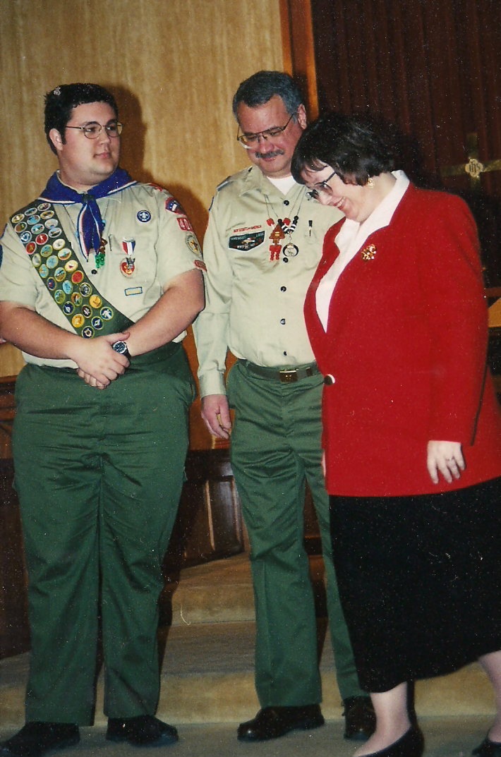  My parents walking beside me at my Eagle Scout Court of Honor. 