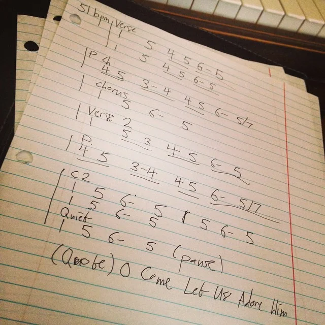 Writing out a song for a recording session last week using the Nashville Numbers system. This was my first chart, and I feel like I'm still getting used to doing this. 