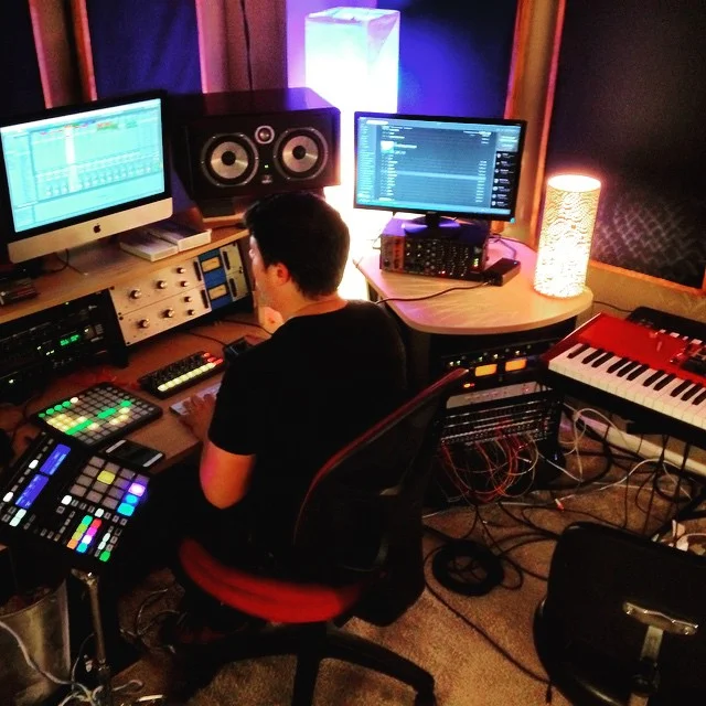 Ben and I working together in his project studio. Not pictured? His amazing vintage Ludwig kit. That thing sounds amazing. 