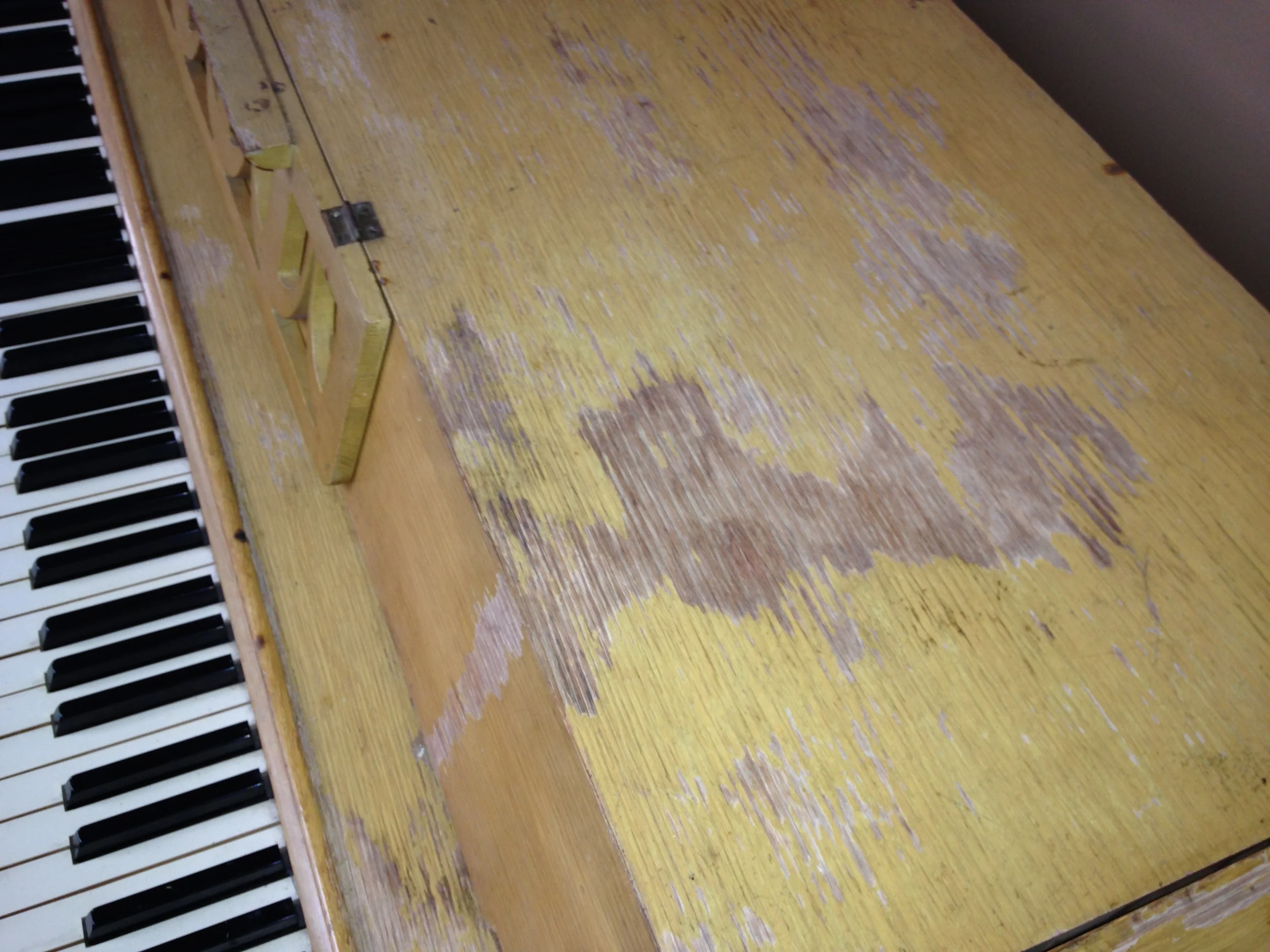 The top was the worst, and had a lot of water damage from a leak in the roof of the student union.