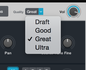 The audio quality doesn't seem to suffer much, even in "draft" mode. 