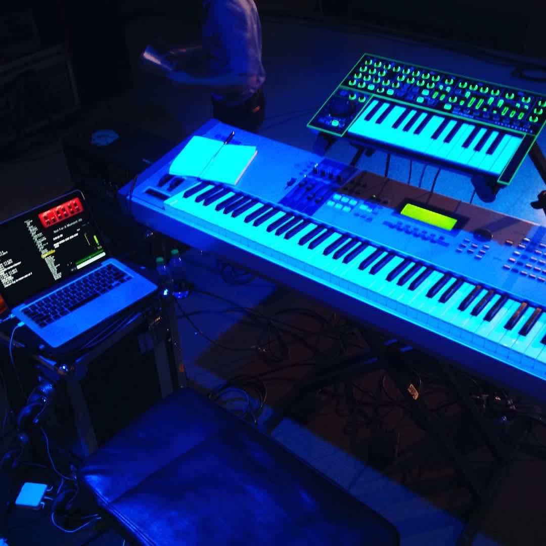 My setup for the event. Yamaha Motif, Roland Aira System-1 synth, and Mainstage 3. 