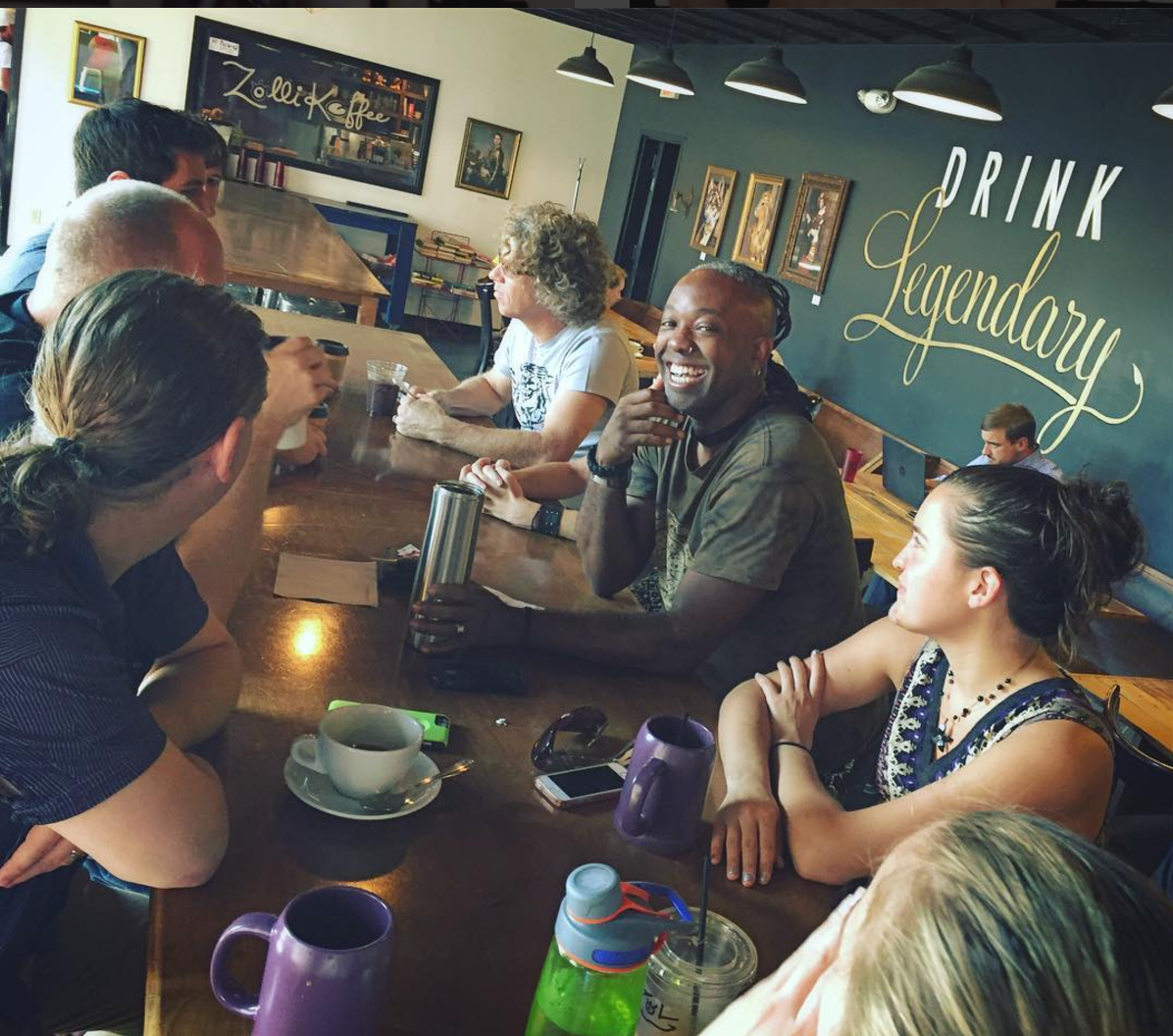 We meet weekly at a local coffeeshop, and we've had about 200 people cycle through since we first launched it. 
