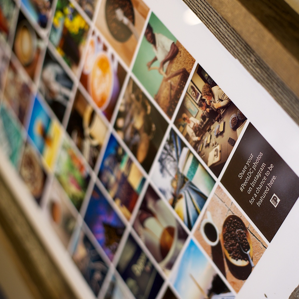 Peet's urges us to share our best moment using #PeetsDC. They curate the submissions and share their favorites in an in-store collage.