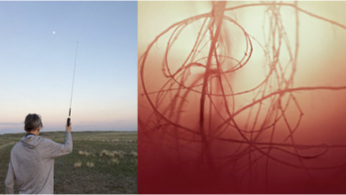 from left to right: Dana Claxton The Protector 2017 | Judith Albert Black Hole 2016 | Nik Forrest On site research 2018 | Katrin Freisager Landscape 2010