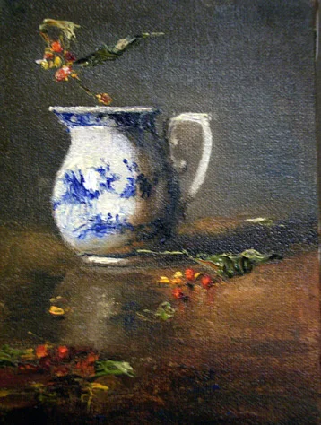 Bittersweet Blue Willow oil painting from the Peninsula Gallery’s December 2007 Exhibit. Painted by Lois Engberg .