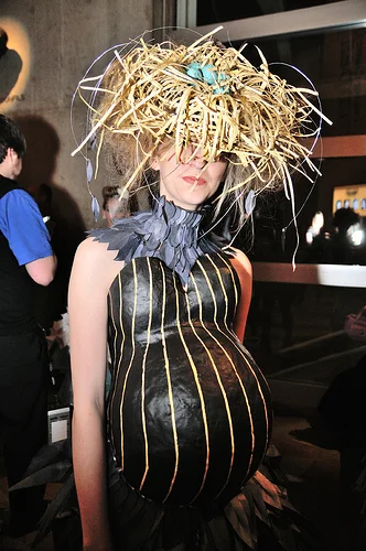 I love this one— a bird nest on the head and a bun in the oven