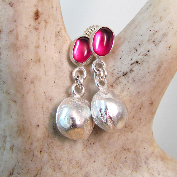 Rubies and Cherry Pit Sterling Silver Earrings - Ann K Organic Designs, 2012©