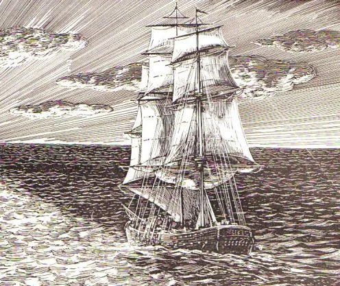 Potatoes and corn bound for Europe on Spanish ships - Art: by Jerilee Wei