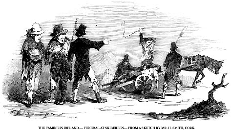 Starving families in Ireland during potato famine - Artist: Mr. H. Smith, Cork - Public Domain