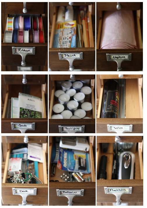 The possibilities are endless. Photo source: arianna bell: organized interiors - Card Catalog Organizers (page no longer available).