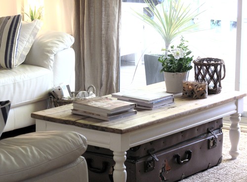   Beach Cottage Coffee Table and Vintage Luggage  