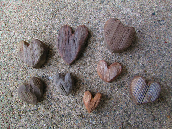   Lot of 8 Driftwood Heart Shaped Cut Outs Lake Michigan Supplies --  TINKER'S ATTIC. &nbsp;&nbsp;  