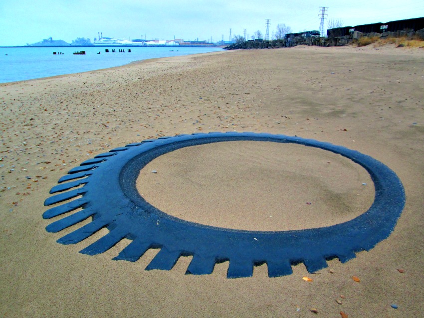  Tire on the beach.&nbsp; One of C.S. Alexis' favorite spots to hang out while looking for driftwood and shells and other Mother Nature mystical magical surprises.​ 