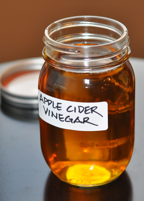 glass jar of homemade apple cider vinegar