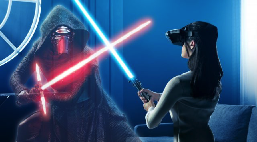 Disney / Lenovo’s Star Wars Jedi Challenges AR device invites players to engage in lightsaber duels with life-size Sith lords (Disney)