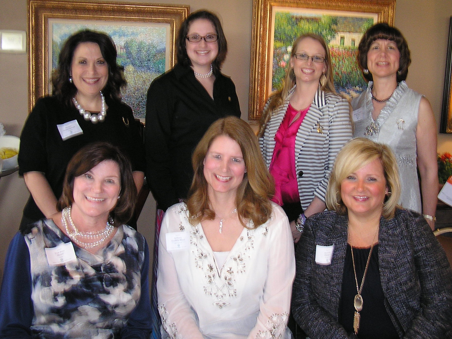 Front row - Tish Peitz Stuart, Bethany Franklin Wood, Jennifer Cooper. Back row - Shondel Herald Bennett, Celia Ketcham (accepting the honor for her mother Ann Richards Ketcham,) Heather Ann Winkelman Adney, and Paula Rowland Barnes. 
