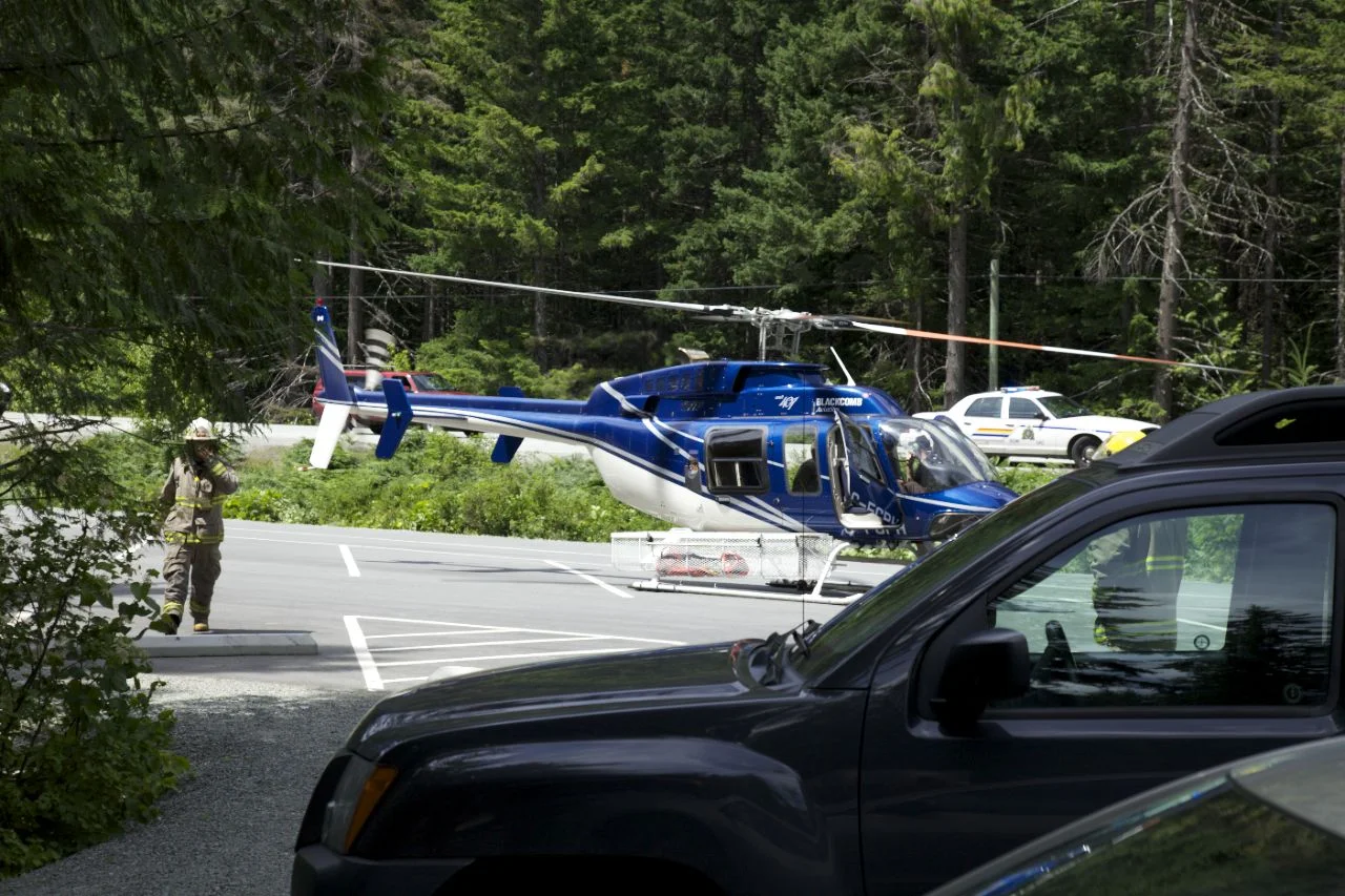 There was plenty of room for them to land the helicopter, just past where we were parked. I was glad the truck didn't end up being in the way.