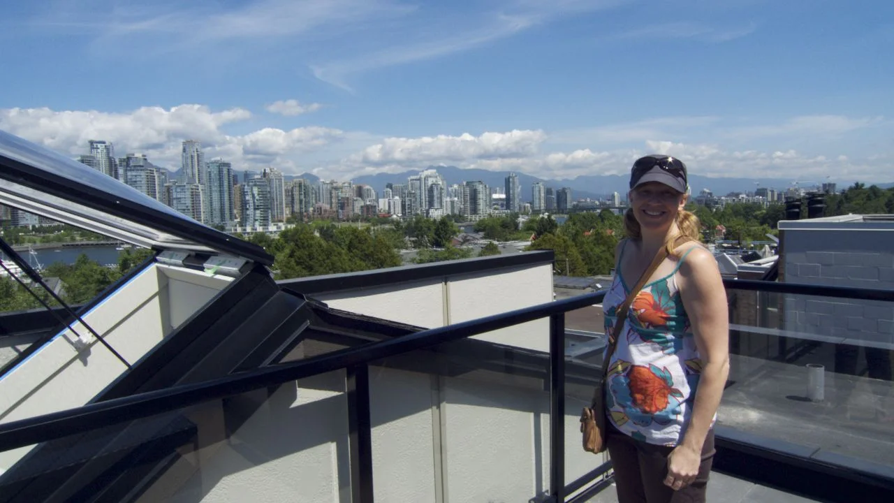 Justine checking out the view