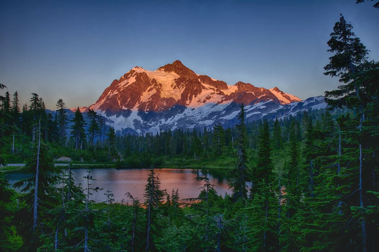 The small lake at the Mount Baker ski resort, as the sun started to set.