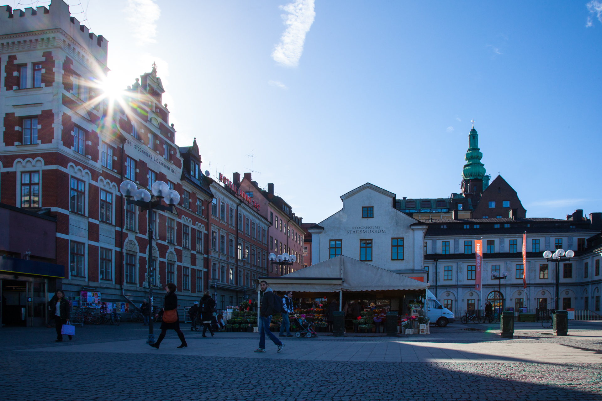 A square on the Sodermalm side, just across the water from the old city.