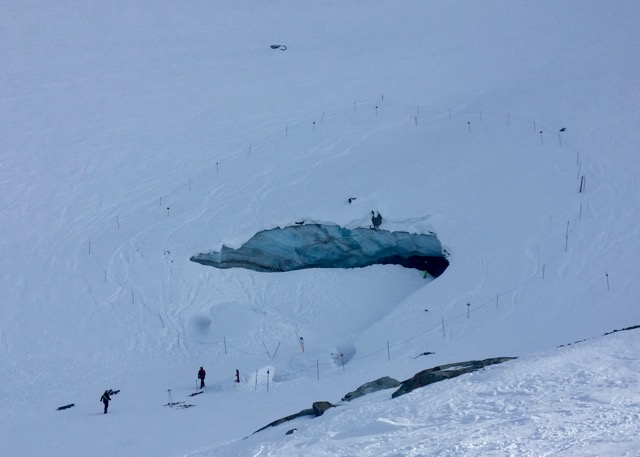  You could actually see some of the glacier ice, where some of this years snow had caved in, creating an ice cave. 