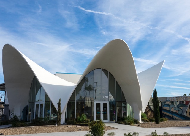 The museum features a restored lobby shell from the defunct La Concha Motel as its visitor center. It was designed by famous architect Paul Williams who was one of the first prominent African American architects in the United States