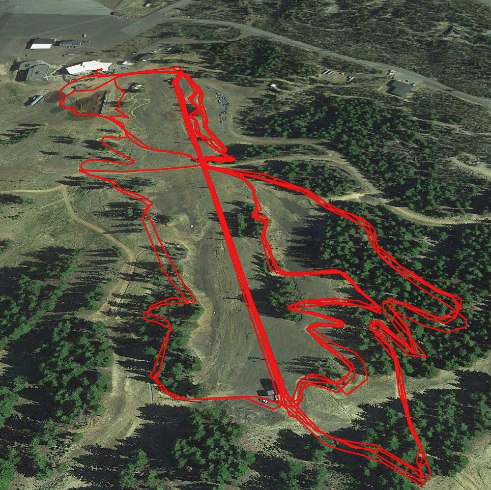 A snapshot of all the runs we did on the bike park slopes. Only one crash for me, so I'll call that a win!