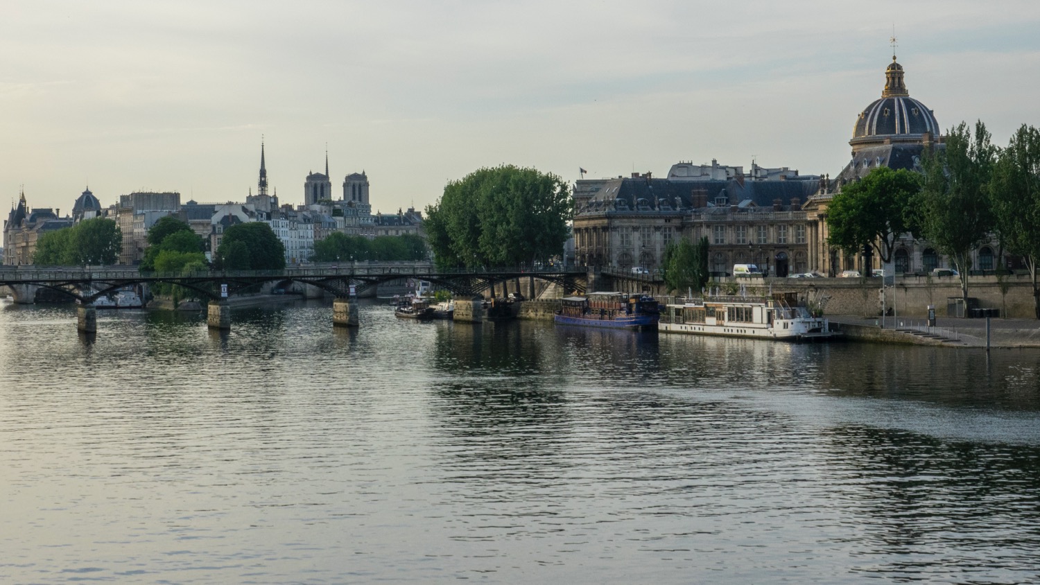 The view towards the Ile de la Cite. You can see Notre Dame in the distance.