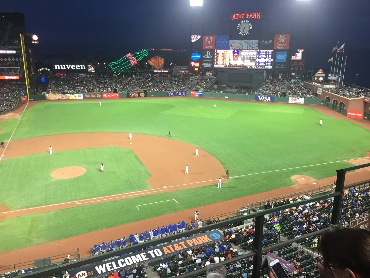 We were sitting on the 3rd level, up above first base. Pretty good seats really.