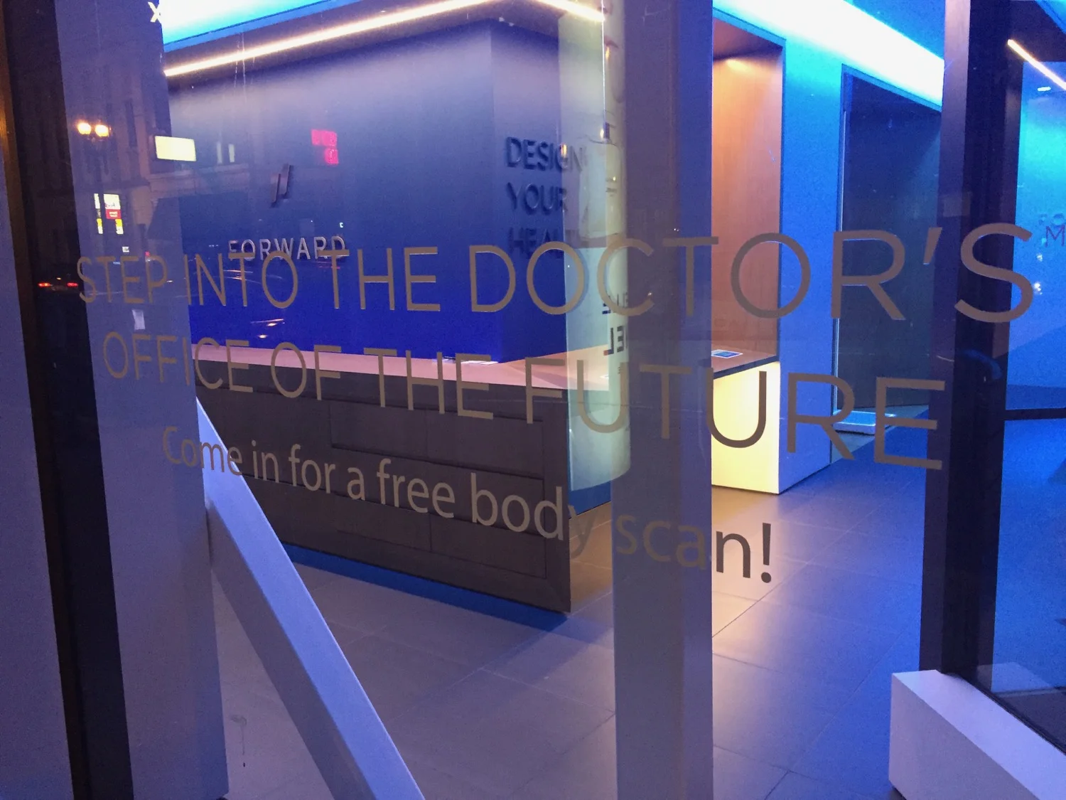  Totally crazy - a doctor's office offering a free body scan - whatever that is. 