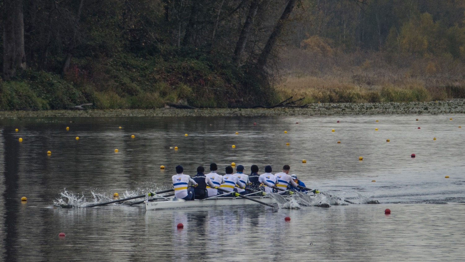  Alex's first race was the Men's 8s time trial. This was the first boat to come through, from UBC. 