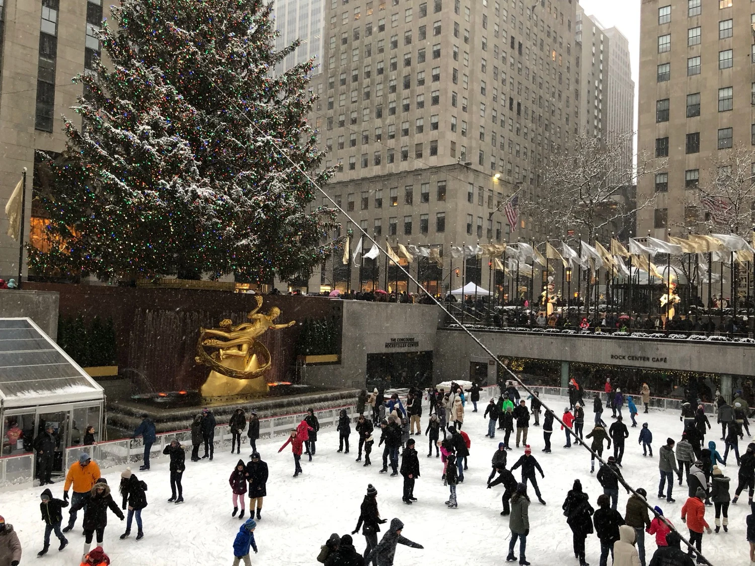  Rockefeller Center, with the huge tree and the skating rink. 