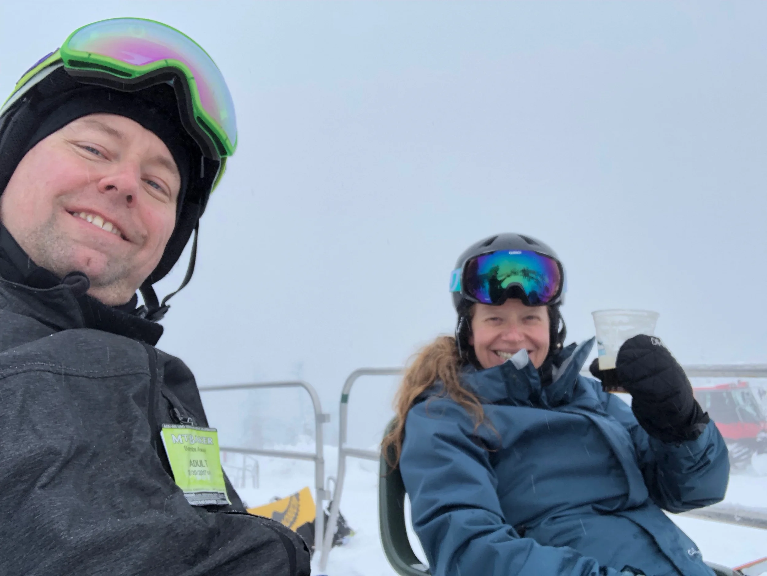 A drink on the patio before heading back down the mountain. You could barely see anything, even down this low.