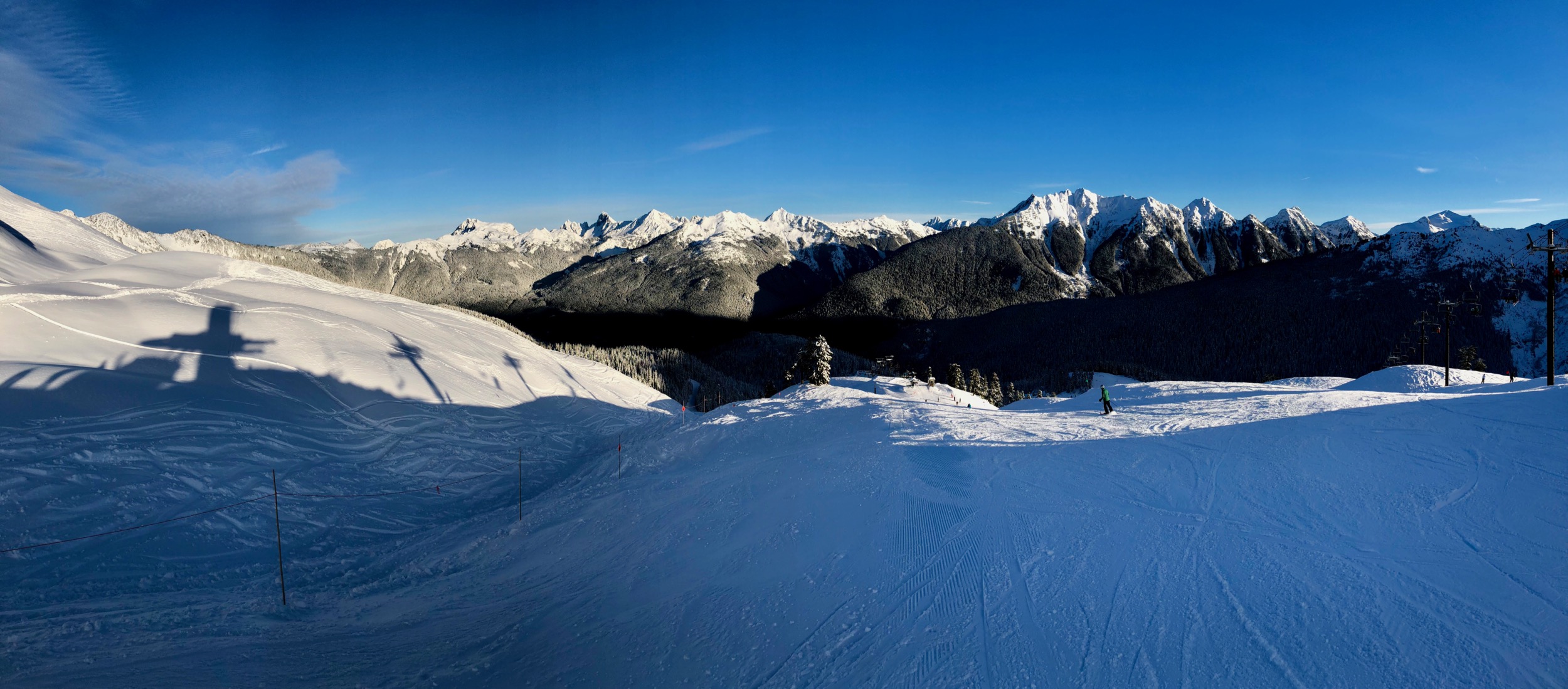 Heading down on one of our first runs.