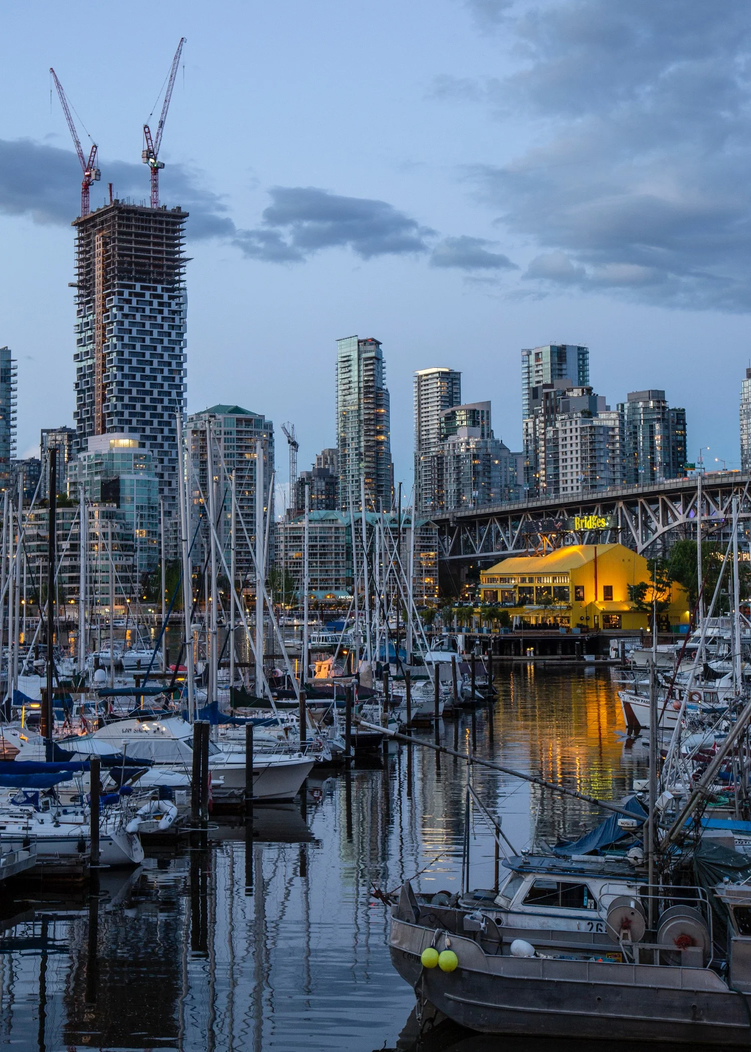 A nice look back at Granville Island. You get a different perspective on our funky new building. We had just about lost all of the colour from the sunset.