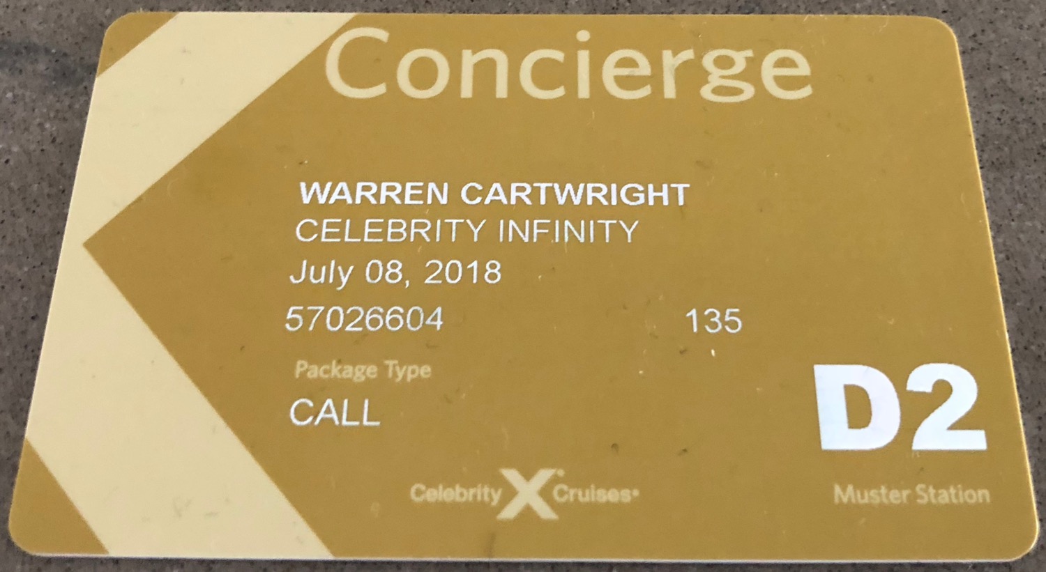 Our card for access to all the on-board activities - and for getting on and off the ship