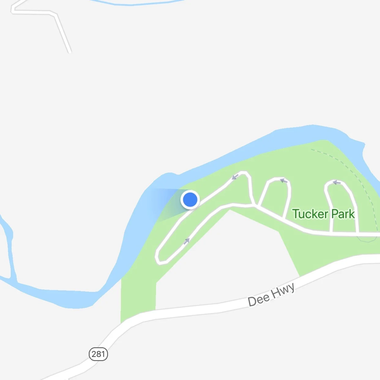 The location of our campsite on the river.