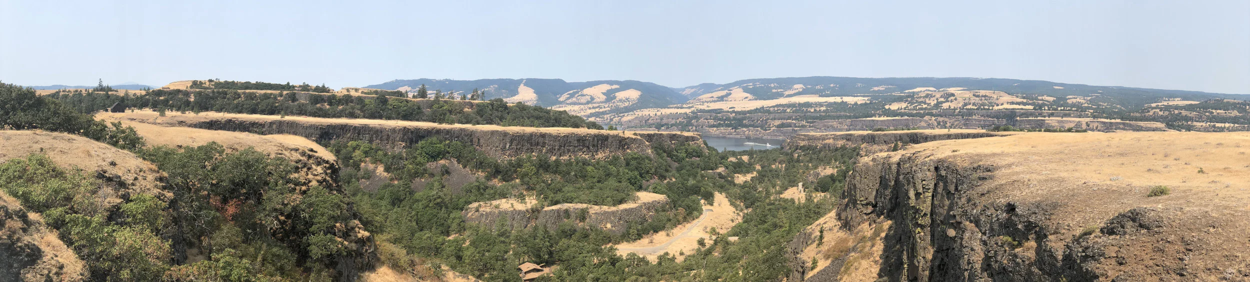 At the end of the ride, we stopped at the bridge and took a shot of the view across the canyon, and out to the river.