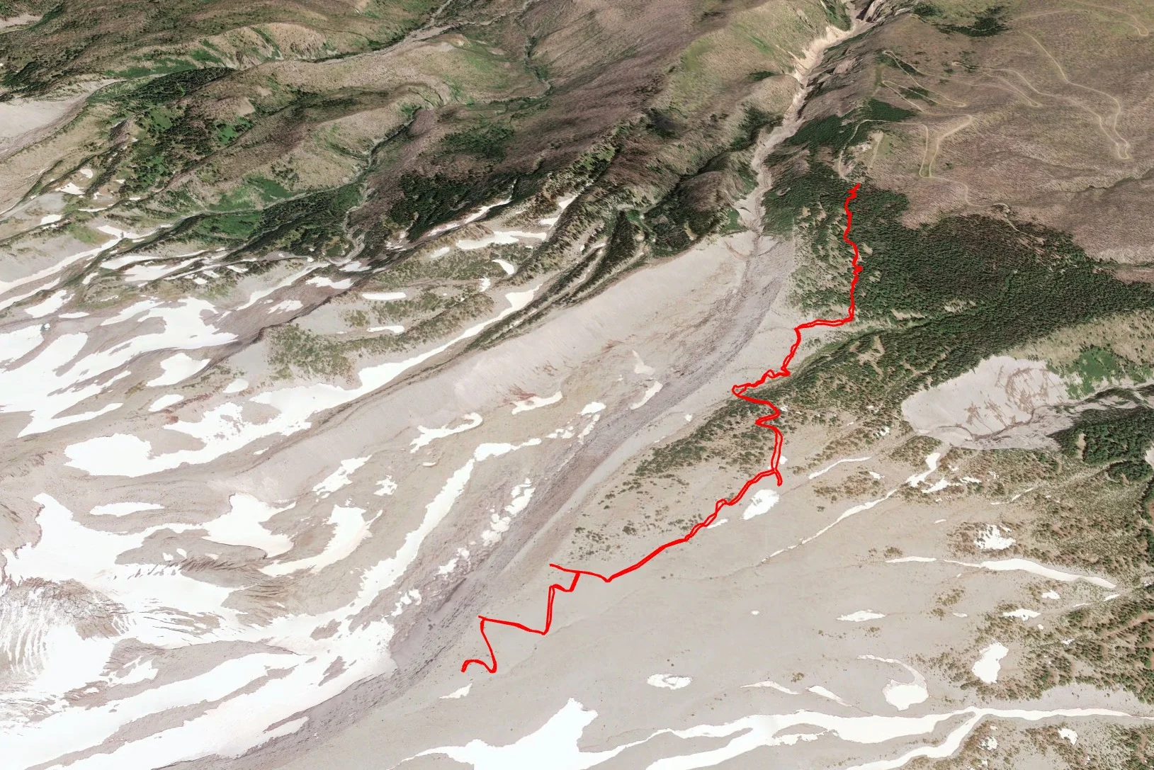The Google Earth view of our hike.