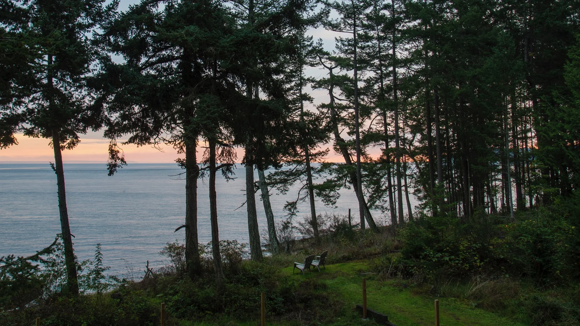 The view from the deck with the sunrise on Saturday morning.