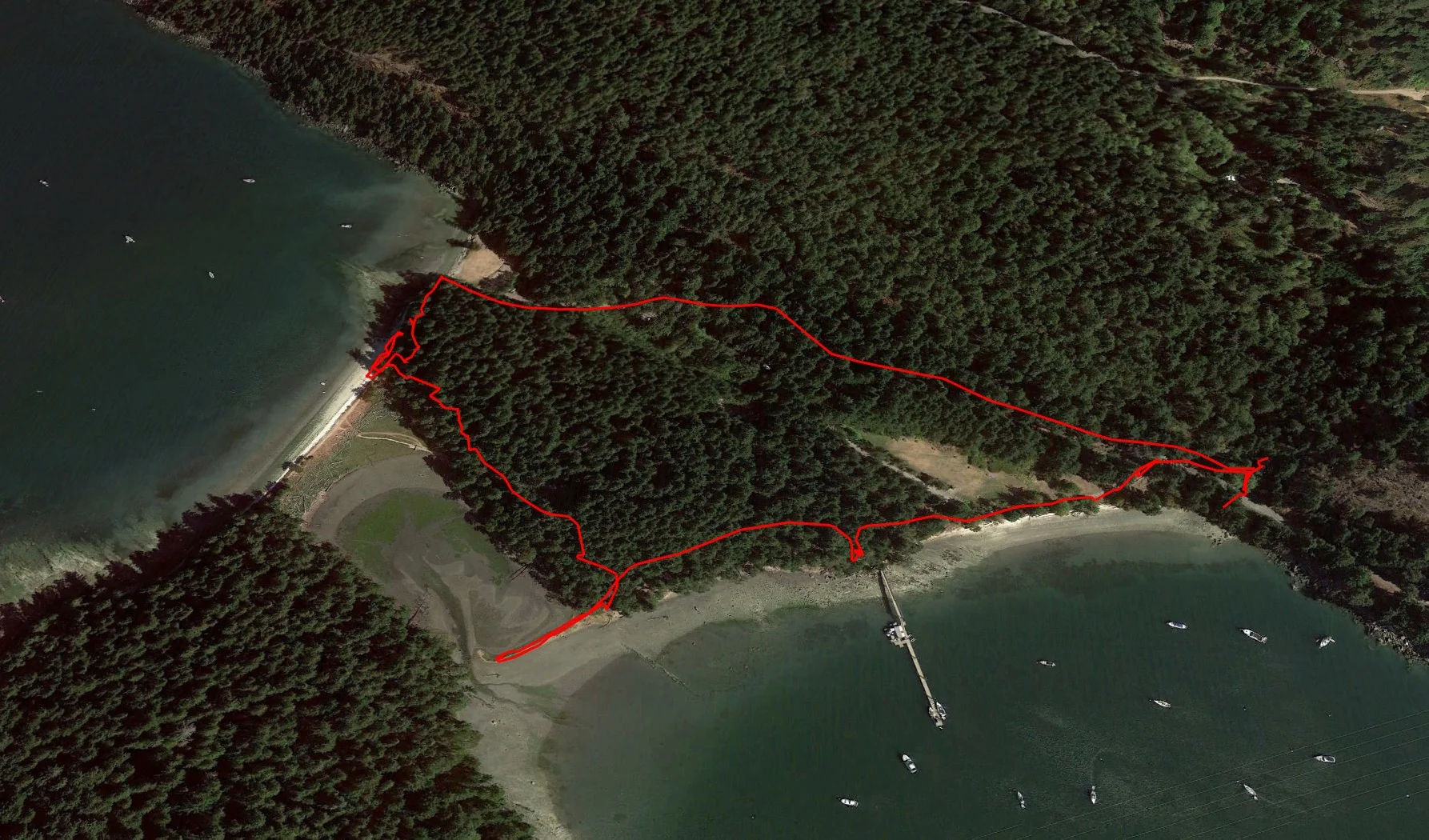 A map of our hike around Montague Harbour.