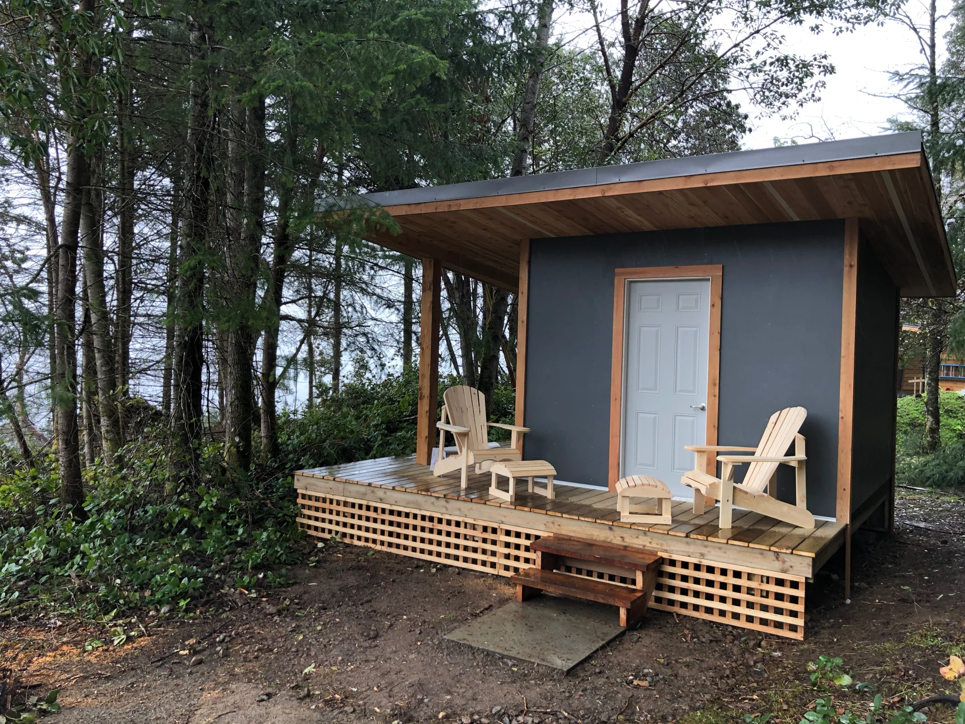 The final outcome of a good (if rainy) day on the island. The covered area on the left side of the building has already proven to be invaluable.