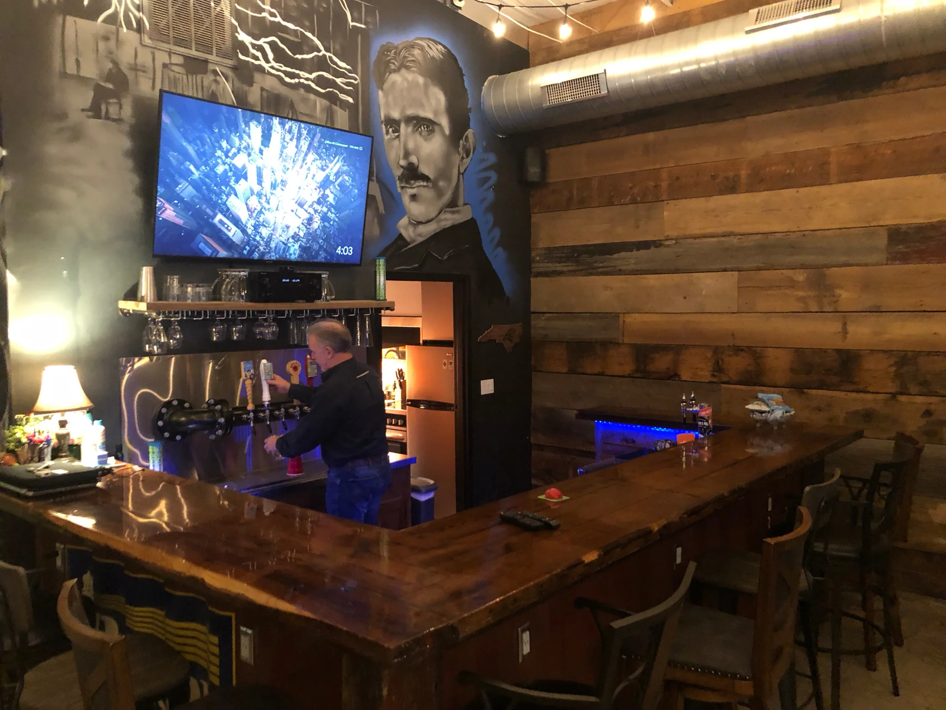 The bar, inside the office, with half a dozen local beers on tap!