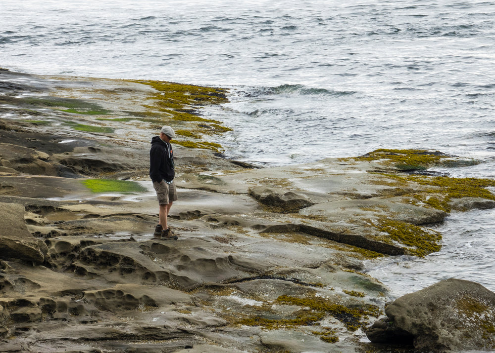  Dad out exploring on the sandstone. 